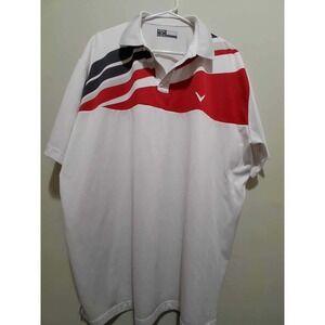 Callaway Opti-Dri Golf Polo Shirt Mens XL White Red‎ Black Short Sleeve